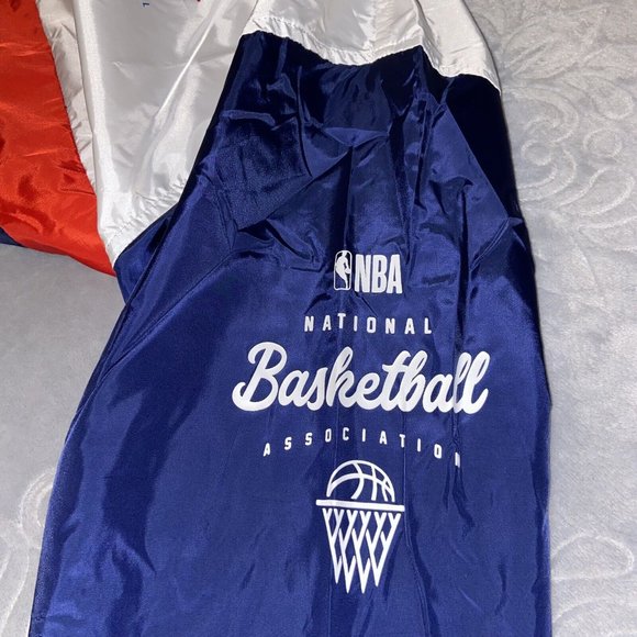 NBA Mens Hooded Windbreaker Jacket White Blue Red Size Large‎ Full Zip - Picture 4 of 10